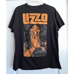 Lizzo Graphic T-Shirt Black Short Sleeve Portrait Logo T Mad Engine Unisex Sz‎ L